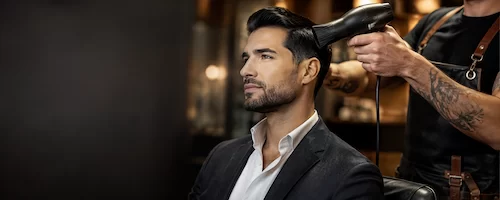 Hombre con cabello sano tras tratamiento de plasma capilar